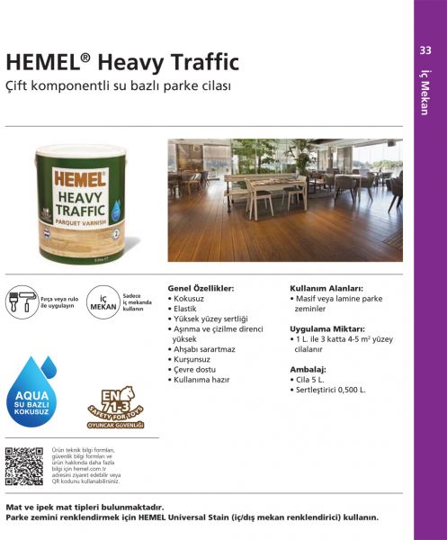 HEMEL HEAVY TRAFFİC ÇİFT KOMP. AQUA DÖŞEME CİLASI 5 LT İPEK MAT