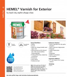 HEMEL VARNİSH FOR EXTERİOR SU BAZLI - AQUA CİLA DIŞ MEKAN 2.5 LT - Thumbnail