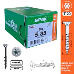 SPAX - SPAX SUNTA VİDASI 5,0 x 35 TORK HAVŞA BAŞLI WİROX KAPLAMA 500 LÜK KUTU YARIM DİŞ T20