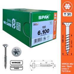 SPAX - SPAX SUNTA VİDASI 6,0 x 100 TORK HAVŞA BAŞLI WİROX KAPLAMA 100 LÜK KUTU YARIM DİŞ T30