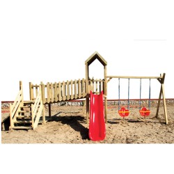 SZN - SZN Oyun Parkı İki Kuleli Çocuk Parkı OG02 685 Cm x 375 Cm x 305 Cm Emprenyeli