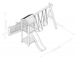 SZN Oyun Parkı Tek Kuleli Çocuk Parkı OG01 405 Cm x 420 Cm x 305 Cm Emprenyeli - Thumbnail