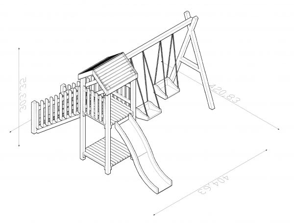 SZN Oyun Parkı Tek Kuleli Çocuk Parkı OG01 405 Cm x 420 Cm x 305 Cm Emprenyeli