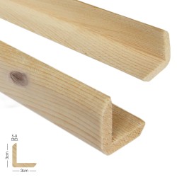 SZN Wood - Ahşap L Profil 3,0 x 3,0 Cm LADİN RENDELİ