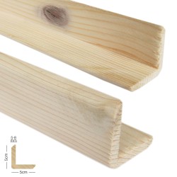 SZN Wood - Ahşap L Profil 5,0 x 5,0 Cm LADİN RENDELİ