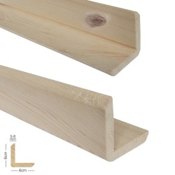 SZN Wood - Ahşap L Profil 6,0 x 6,0 Cm LADİN RENDELİ