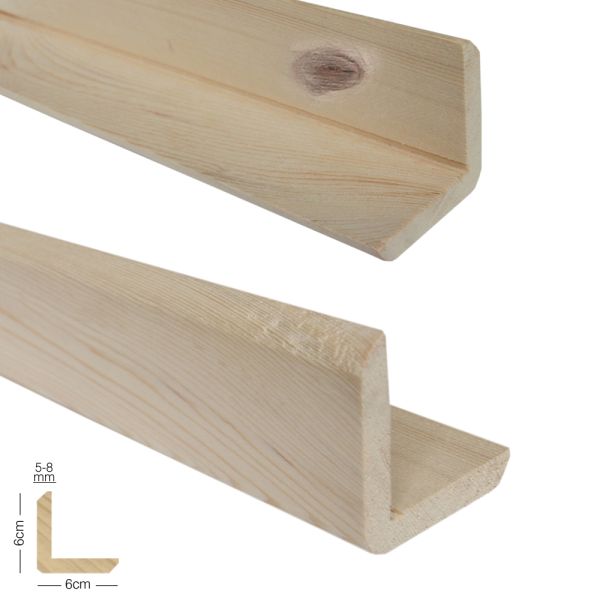 SZN Wood Ahşap L Profil 6,0 x 6,0 Cm LADİN RENDELİ