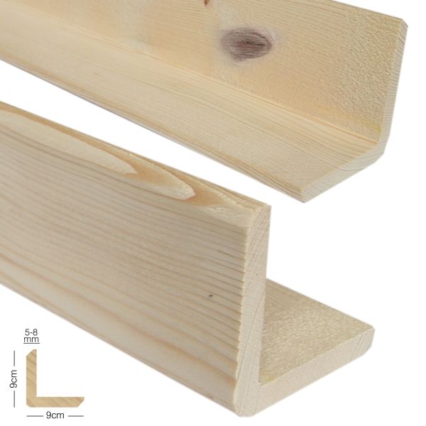 SZN Wood Ahşap L Profil 9,0 x 9,0 Cm LADİN RENDELİ