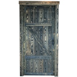 SZN Wood - SZN Wood Antik Kapı E-001 W06-Black Ladin 203 x 90 x 14 cm Eskitme SAĞ