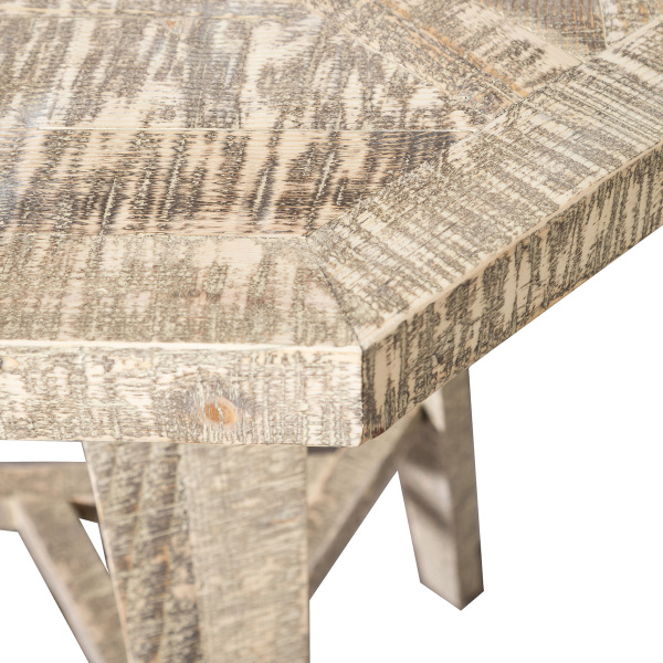 SZN Wood Bar Masa Ladin Testere İzli Ganita Sekizgen Patina -- Ultra Mat -- 87 x 87 x 107 cm - 3