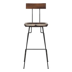 SZN Wood Bar Sandalyesi Cafe 3D Ceviz - Siyah W01-Dark Oak 75cm Oturum 48x48x107cm - Thumbnail