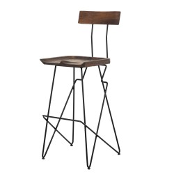SZN Wood - SZN Wood Bar Sandalyesi Cafe 3D Ceviz - Siyah W01-Dark Oak 75cm Oturum 48x48x107cm