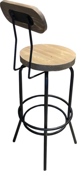 SZN Wood Bar Sandalyesi Tess Ladin Eskitme - Siyah SZN51-Teak 75cm Oturum 36x36x110cm