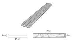 SZN Wood Eskitme Ahşap Lambri Pahlı Kafa Kanallı Ladin 99 x 14 x 2,0 Cm SZN-51-Teak - Thumbnail