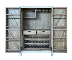 SZN Wood İçki Dolabı Ganita Ladin Testere İzli Patina 100 x 50 x 151 cm Çapraz - Thumbnail