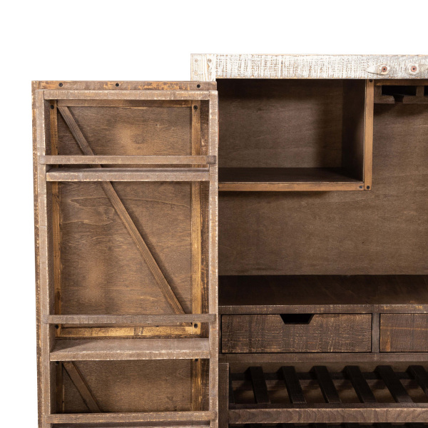 SZN Wood İçki Dolabı Ganita Ladin Testere İzli Patina 100 x 50 x 151 cm Çapraz - 3