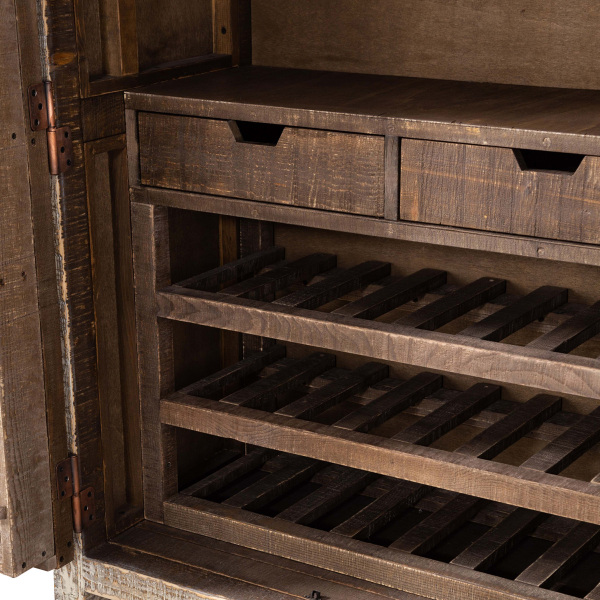 SZN Wood İçki Dolabı Ganita Ladin Testere İzli Patina 100 x 50 x 151 cm Çapraz - 5