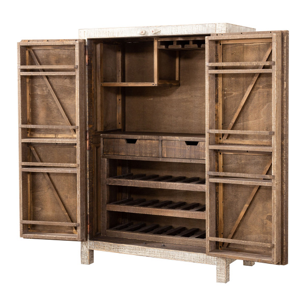 SZN Wood İçki Dolabı Ganita Ladin Testere İzli Patina 100 x 50 x 151 cm Çapraz - 6