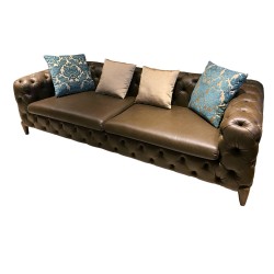 SZN Wood - SZN Wood Kanepe Solid 3 lü Suni Deri Kahverengi 240 x 100 x 68 cm