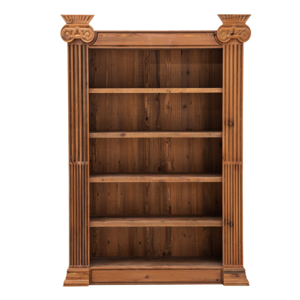 SZN Wood Kitaplık Kingo Ladin Eskitme Ağartma 130 x 45 x 200 cm Oymalı - 1