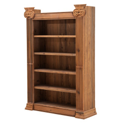 SZN Wood Kitaplık Kingo Ladin Eskitme Ağartma 130 x 45 x 200 cm Oymalı - 2