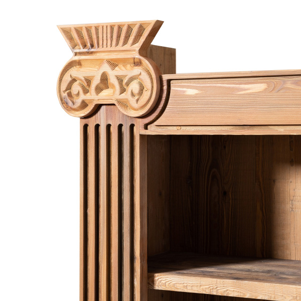 SZN Wood Kitaplık Kingo Ladin Eskitme Ağartma 130 x 45 x 200 cm Oymalı - 4