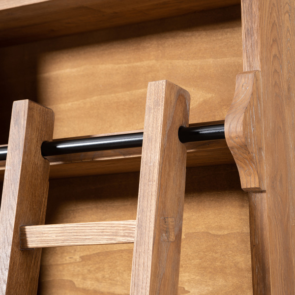 SZN Wood Kitaplık Rose Kestane Eskitme Patina 195 x 48 x 220 cm Merdivenli - 4