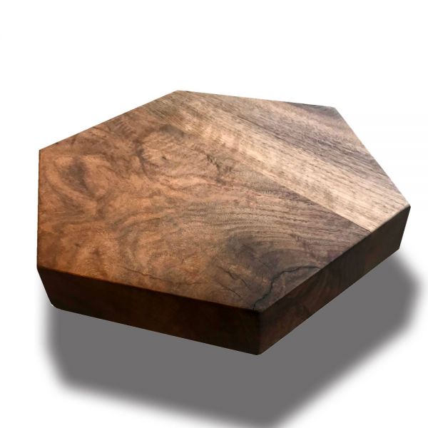 SZN Wood Kütük Sehpa Ceviz Geniş Ekli Altıgen -- W01-Dark Oak -- -- 40 x 40 x 5.5 cm