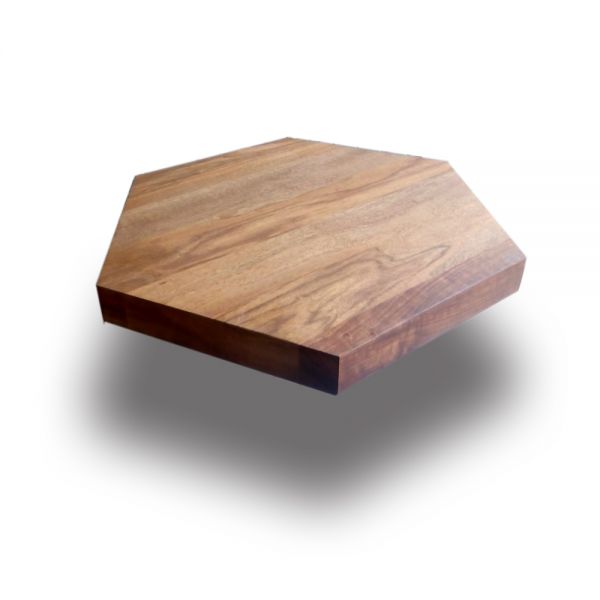 SZN Wood Kütük Sehpa Ceviz Geniş Ekli Altıgen -- W01-Dark Oak -- -- 60 x 60 x 5.5 cm