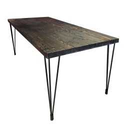 SZN Wood - SZN Wood Masa Ladin Eskitme Black Pearl 4 Kenar Düz Özel -- Ultra Mat -- 197 x 85 x 76 cm