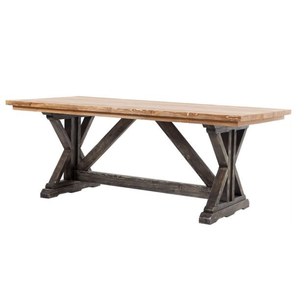 SZN Wood Masa Ladin Eskitme Moiso Ahşap Ayak 4 Kenar Düz SZN-51-Teak -- Ultra Mat -- 197 x 94 x 78 cm