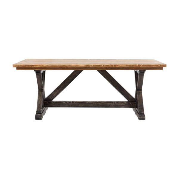 SZN Wood Masa Ladin Eskitme Moiso Ahşap Ayak 4 Kenar Düz SZN-51-Teak -- Ultra Mat -- 197 x 94 x 78 cm