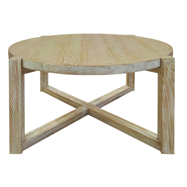 SZN Wood Orta Sehpa Jovi -- Oyma Eskitme Kestane Beyaz Patina - -- 60 x 60 x 40 cm - 1