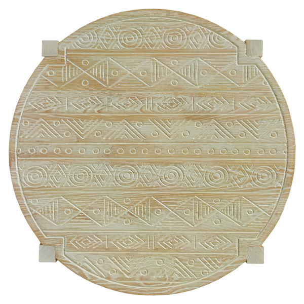 SZN Wood Orta Sehpa Jovi -- Oyma Eskitme Kestane Beyaz Patina - -- 60 x 60 x 40 cm - 3