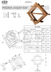 SZN Wood Prizma Ahşap Raf Ladin-Göknar Kendin Yap 59 x 50 x 13 cm SZN51-Teak - - - - - Thumbnail