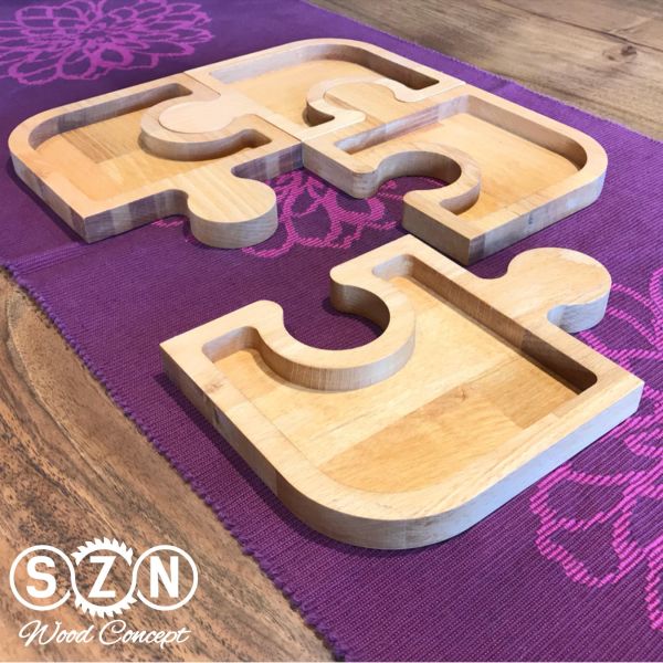 SZN Wood Puzzle Çerezlik Kayın 30x30x1,8cm 4 Parça