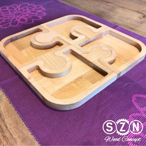 SZN Wood Puzzle Çerezlik Kayın 30x30x1,8cm 4 Parça