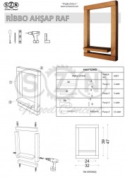 SZN Wood Ribbo Ahşap Raf Ladin-Göknar Kendin Yap 32 x 47 x 9 cm SZN51-Teak - - - - - Thumbnail