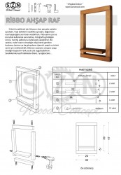 SZN Wood Ribbo Ahşap Raf Ladin-Göknar Kendin Yap 32 x 47 x 9 cm SZN51-Teak - - - - - Thumbnail