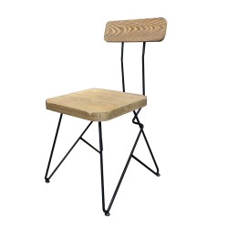 SZN Wood - SZN Wood Sandalye Cafe Ladin Eskitme - Siyah SZN51-Teak 48cm Oturum 48x48x82cm