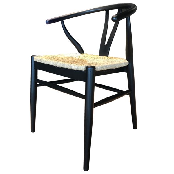 SZN Wood Sandalye Danish - Hasır - Siyah 48cm Oturum 56x46x78cm