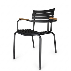 SZN Wood Sandalye Line Ahşap Kollu - Siyah Siyah 45cm Oturum 60x60x78cm   - SZN Wood