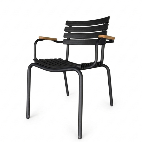 SZN Wood Sandalye Line Ahşap Kollu - Siyah Siyah 45cm Oturum 60x60x78cm   - 1