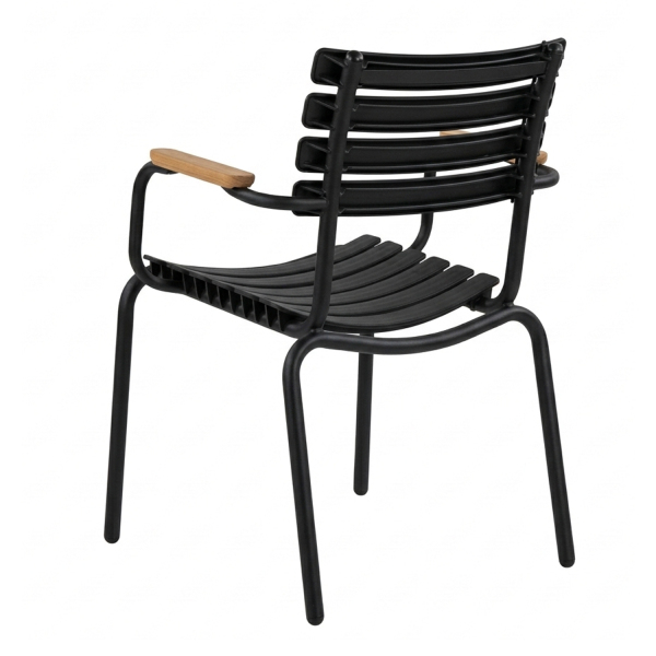 SZN Wood Sandalye Line Ahşap Kollu - Siyah Siyah 45cm Oturum 60x60x78cm   - 3