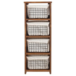 SZN Wood - SZN Wood Sebzelik Cesta Ladin Eskitme Ham Ahşap SZN-51 40 x 27 x 107 cm Tel Sepet 4 Sıra
