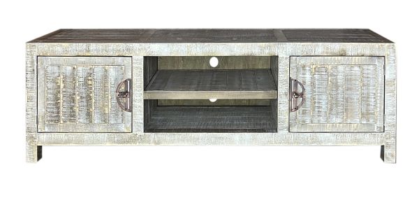 SZN Wood Tv Ünitesi Ganita Ladin Testere İzli Patina 195 x 45 x 56 cm Düz Kapak