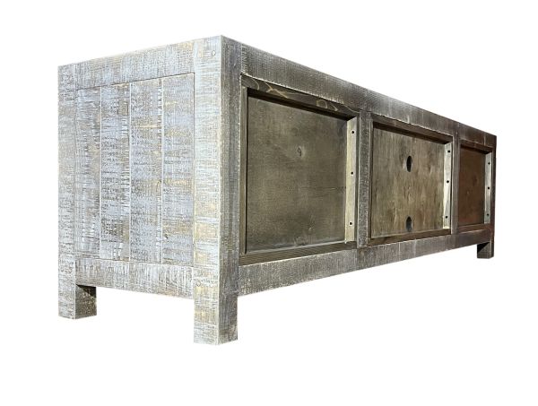 SZN Wood Tv Ünitesi Ganita Ladin Testere İzli Patina 195 x 45 x 56 cm Düz Kapak