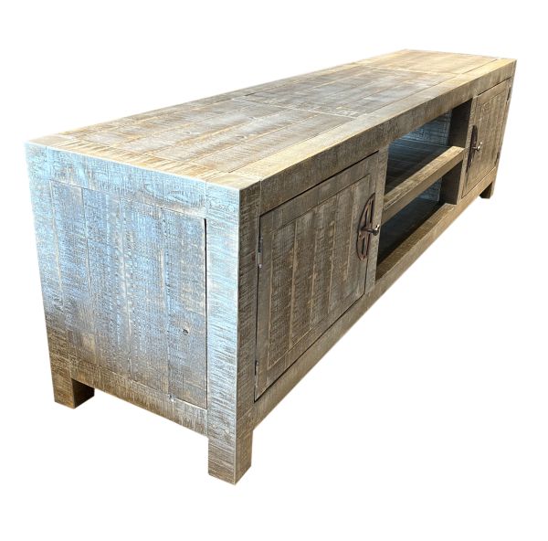 SZN Wood Tv Ünitesi Ganita Ladin Testere İzli Patina 195 x 45 x 56 cm Düz Kapak