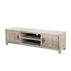 SZN Wood Tv Ünitesi Ganita Ladin Testere İzli Patina 195 x 45 x 56 cm Düz Kapak - SZN Wood