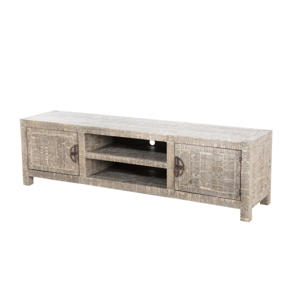 SZN Wood Tv Ünitesi Ganita Ladin Testere İzli Patina 195 x 45 x 56 cm Düz Kapak - 1